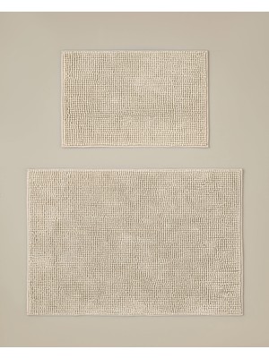 English Home Macaroni Kaydırmaz Taban Banyo Paspası Seti 60X90 + 40X60 cm Bej