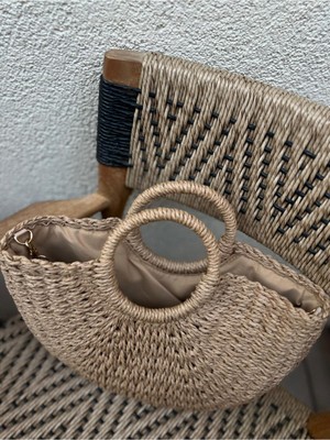 Luciaonline Maxi Ithal Boy Hasır Çanta Uzun Askılı ve El Çantası Plaj Çantası Doğal Çanta Özel Tasarım