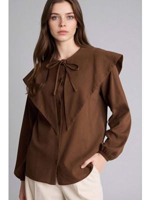 DeFacto %100 Pamuk Regular Fit Flamlı Uzun Kollu Tunik G9244AX26SP