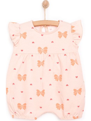 Hellobaby Hellobaby, Kız, Kısa Tulum, Fiyonk Baskılı, Çıtçıtlı, Basic, Bisiklet Yaka, Kısa Paça, Kısa Kol