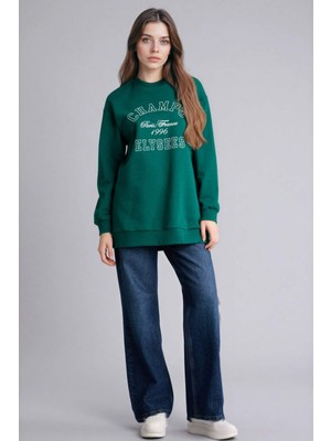 DeFacto Regular Fit Bisiklet Yaka Baskılı İçi Yumuşak Tüylü Sweatshirt Tunik F3088AX25WN