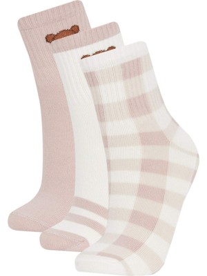 DeFacto Kadın Ayıcıklı 3'lü Pamuklu Soket Çorap A8691AXNS