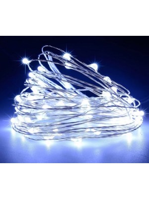 Borayris Solar Güneş Enerjili Peri LED 12 Metre 100 LED -8 Fonksiyonlu Beyaz