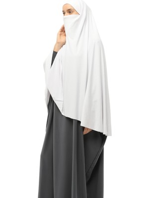Altobeh Hazır Türban Peçeli Pratik Eşarp Tesettür Nikaplı Hijab - Namaz Örtüsü Sufle (5Xl) - Beyaz