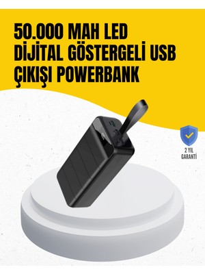 BT Teknik 50.000 Mah Kapasiteli Powerbank – Hızlı Şarj Destekli, 4 USB Portlu, LED Işıklı Taşınabili