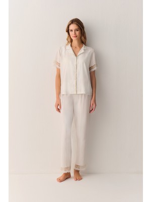 Suwen Bride Gömlek Yaka Pijama Takımı