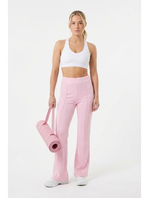 Madmext Pembe Yüksek Bel Flare Paça Şık Günlük Kadın Pantolon MG2645