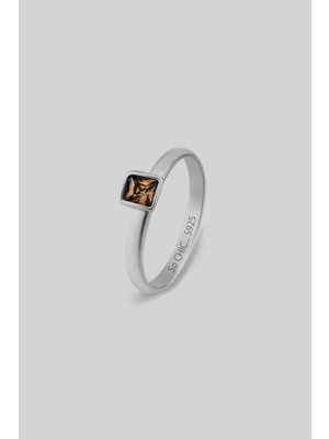 So CHIC Renkli Taşlı 18 Ayar Beyaz Altın Kaplama Gümüş Yüzük