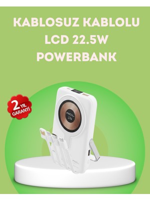 BT Teknik LCD Göstergeli Manyetik Powerbank Type C USB Girişli