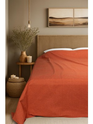 Cotton Collection Çift Kişilik Yatak Örtüsü Kiremit