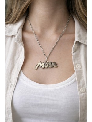 Herşey Nota Music Yazılı Metal Unisex Kolye