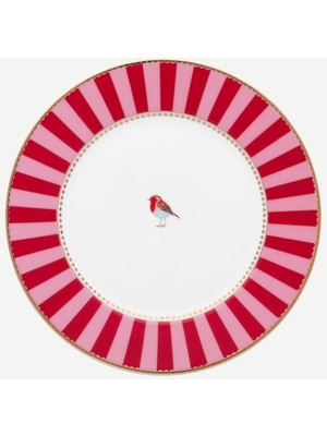 UltraMint Kırmızı Pembe Porselen Pasta Tabağı, 17 Cm, Şık ve Zarif Tasarım