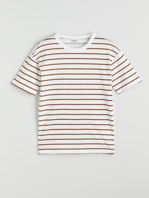 Lc Waikiki Yeni Sezon Bisiklet Yaka Çizgili Erkek Çocuk Tişört