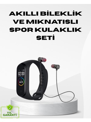 BT Teknik Spor Bileklik + Kablosuz Bluetooth Kulaklık Fitness Seti
