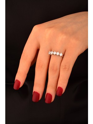 CEBECİ Cebeci 14 Ayar Beyaz Altın Beştaş Yüzük