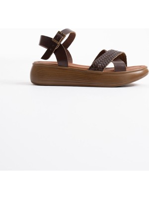 Shoegar Acı Kahve Hakiki Deri Sandalet EATR31MY58K