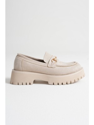 Shoegar Toka Detaylı Bej Süet Günlük Loafer Ayakkabı EATR10MS04D