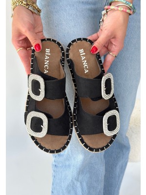 Shoegar Hertas Siyah Nubuk Tokalı Terlik