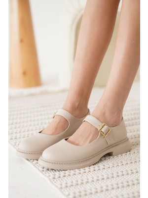 Shoegar Bej Gunluk Mary Jane Ayakkabı EATR09MS01E