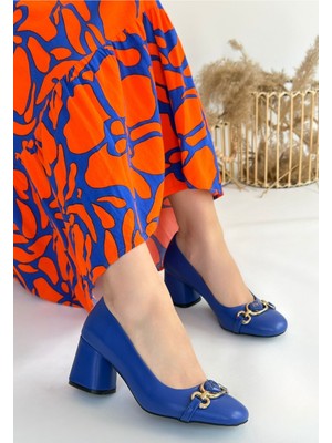 Shoegar Lucky Mavi Cilt Topuklu Ayakkabı