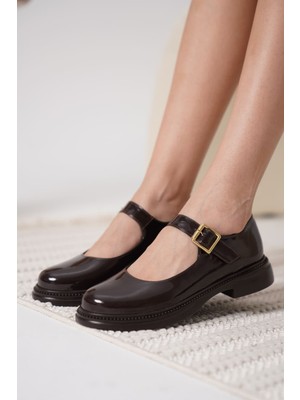 Shoegar Acı Kahve Rugan Mary Jane Ayakkabı EATR09MS01C
