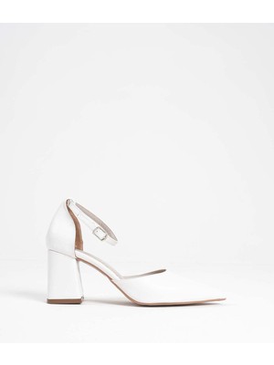 Shoegar Beyaz Cilt Kadın Topuklu Ayakkabı EATR08MS11E
