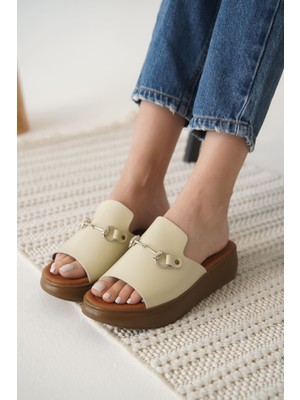 Shoegar Bej Hakiki Deri Terlik EATR31MY62C