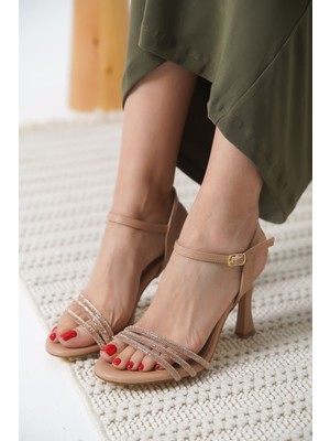 Shoegar Kadın Nude Taşlı Sandalet EATR20MY09D
