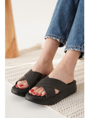 Shoegar Siyah Hakiki Deri Terlik EATR31MY53N