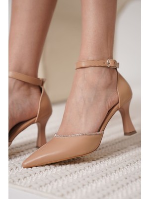 Shoegar Taşlı Kadın Nude Topuklu Ayakkabı EATR12MS02D