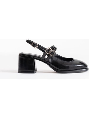 Shoegar Siyah Rugan Kadın Topuklu Ayakkabı EATR02MS03A