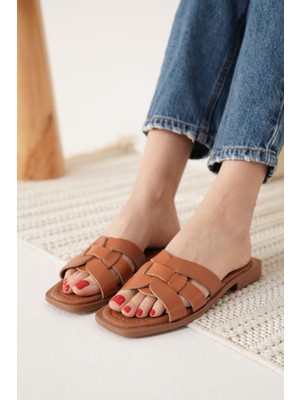 Shoegar Taba Hakiki Deri Terlik EATR31MY66D