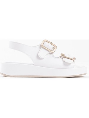 Shoegar Beyaz Cilt Kadın Sandalet EATR17MY02B