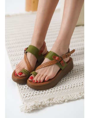 Shoegar Çok Renkli Hakiki Deri Sandalet EATR31MY64E