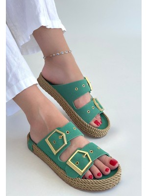 Shoegar Ices Yeşil Nubuk Terlik