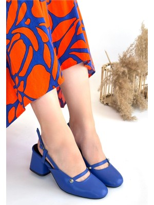 Shoegar Jecci Mavi Cilt Topuklu Ayakkabı