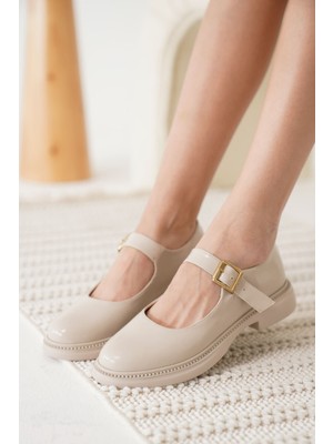Shoegar Bej Rugan Toka Detaylı Mary Jane Ayakkabı EATR09MS01B