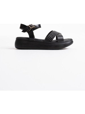 Shoegar Siyah Hakiki Deri Sandalet EATR31MY58A