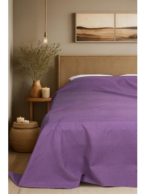 Cotton Collection Çift Kişilik Yatak Örtüsü Mor