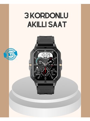 BT Teknik 3 Kordonlu Akıllı Saat Uzun Pil Süreli