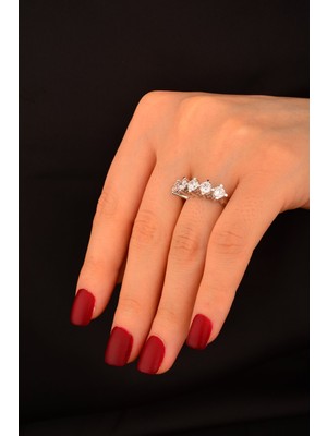 CEBECİ Cebeci 14 Ayar Beyaz Altın Beştaş Yüzük