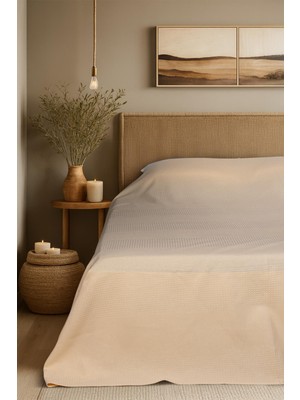 Cotton Collection Çift Kişilik Yatak Örtüsü Sarı