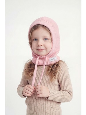 Bahels Çocuk Pembe Triko Örgü Balaclava Bere Şapka