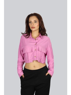 Berr-in Kadın Dokuma Regular Fit Düğmeli Günlük Pembe Gömlek 24Y04004125-PEMBE