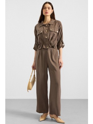 Olcay Pileli Salaş Modal Pantolon HAKİ 7589