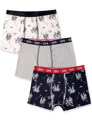U.s. Polo Assn. Erkek Çocuk 3'lü Boxer Set Lastikli Modal Pamuk Lacivert Desenli