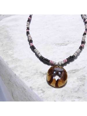 Lal Dizayn El Yapımı Boncuklu Kolye Uçlu Kolye