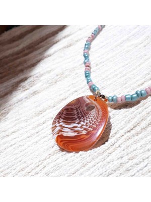 Lal Dizayn El Yapımı Boncuklu Kolye Uçlu Kolye