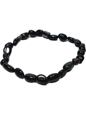 JTSS26BLK1699 Turmalin ve Hematit Doğaltaş Esnek 6 mm Janti Bileklik