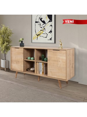 EVMO Home 4622 Sina Konsol 160 cm ( Ahşap Ayaklı , Metal Kulplu ) Safir